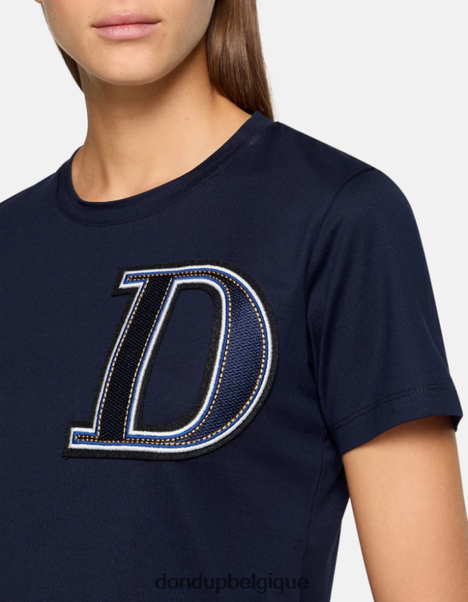 femmes vêtements DONDUP bleu marine t-shirt coupe classique 8826D0416