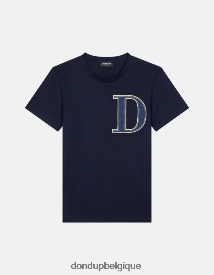 femmes vêtements DONDUP bleu marine t-shirt coupe classique 8826D0416