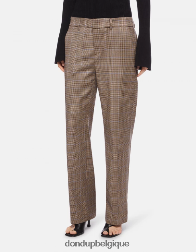 femmes vêtements DONDUP bleu meli pantalon ample 30 pouces pied-de-poule 8826D0230