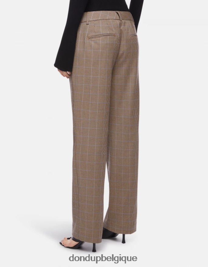 femmes vêtements DONDUP bleu meli pantalon ample 30 pouces pied-de-poule 8826D0230