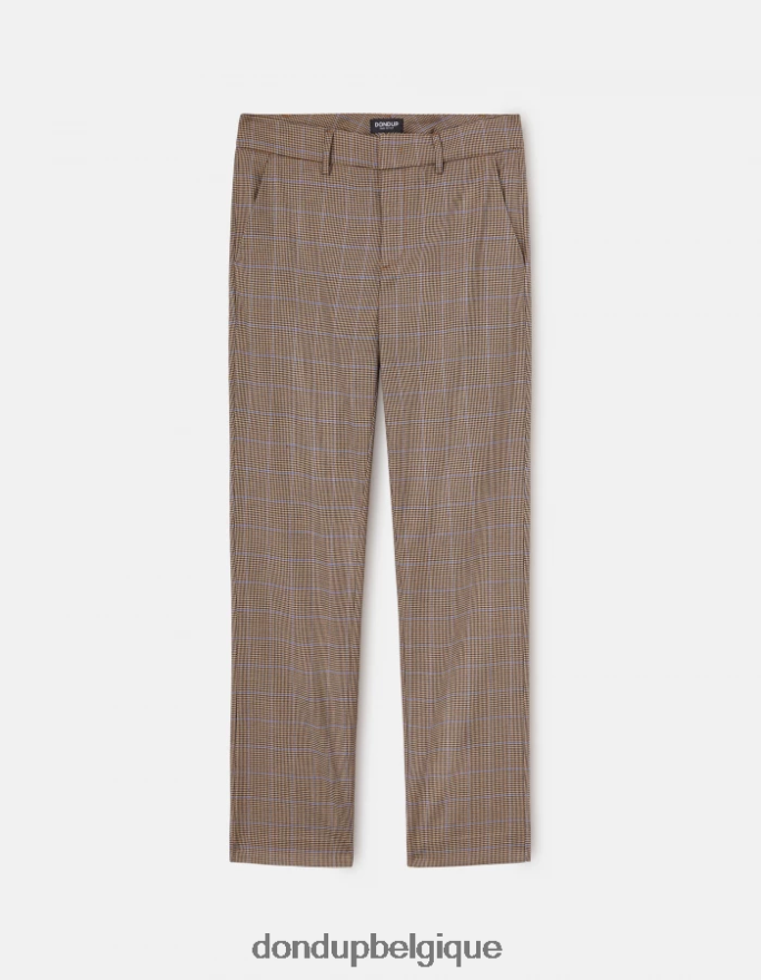 femmes vêtements DONDUP bleu meli pantalon ample 30 pouces pied-de-poule 8826D0230