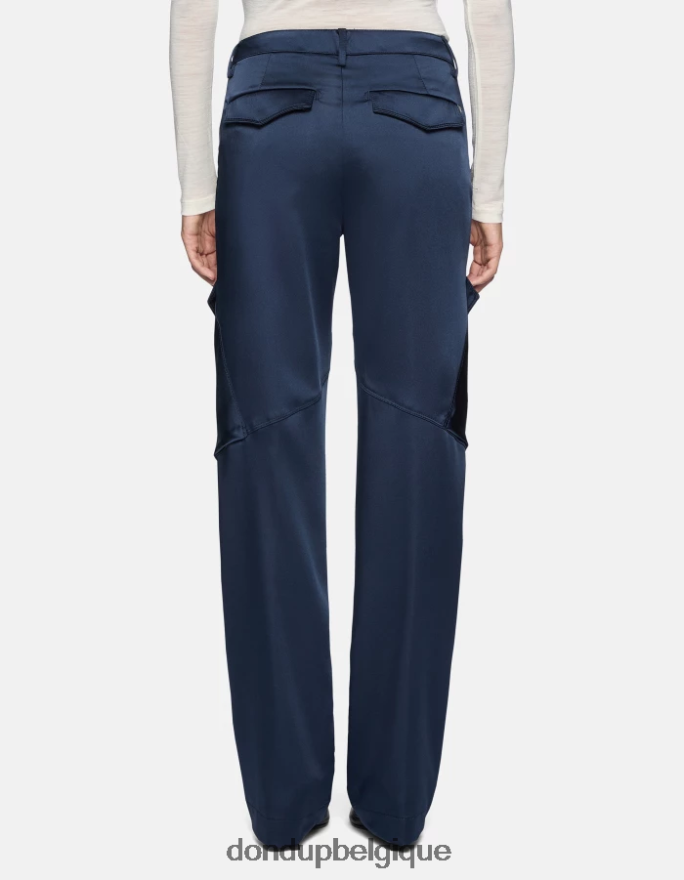 femmes vêtements DONDUP bleu pantalon ample en satin camila 8826D0199