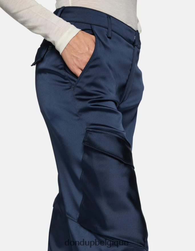 femmes vêtements DONDUP bleu pantalon ample en satin camila 8826D0199