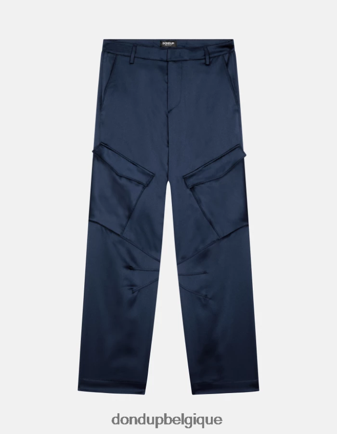 femmes vêtements DONDUP bleu pantalon ample en satin camila 8826D0199
