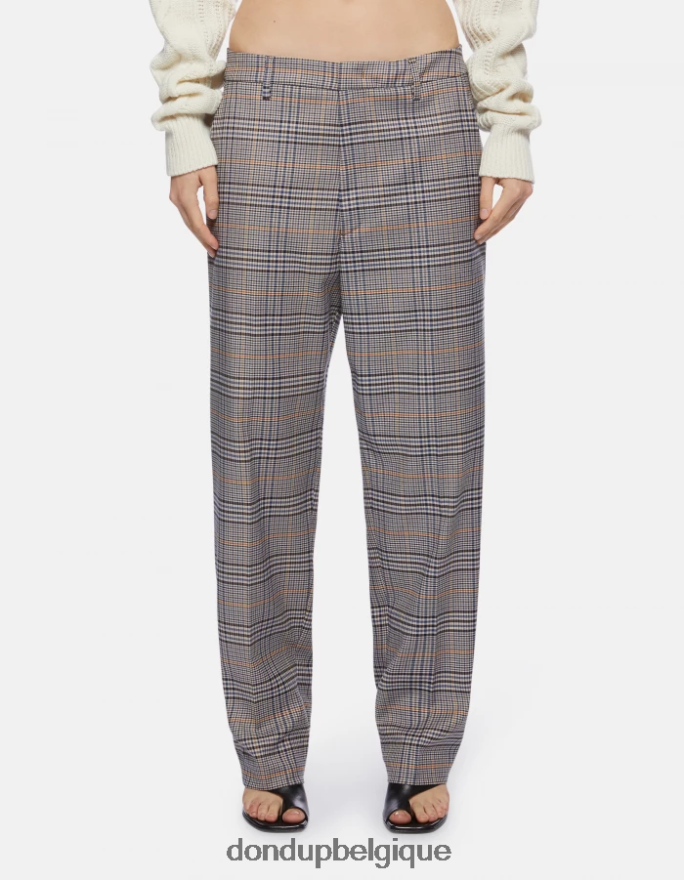 femmes vêtements DONDUP bleu pantalon ample à carreaux prince de galles micaela 8826D0210