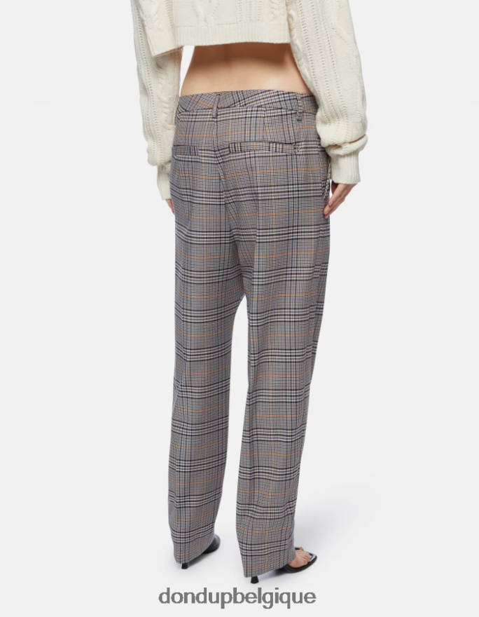 femmes vêtements DONDUP bleu pantalon ample à carreaux prince de galles micaela 8826D0210
