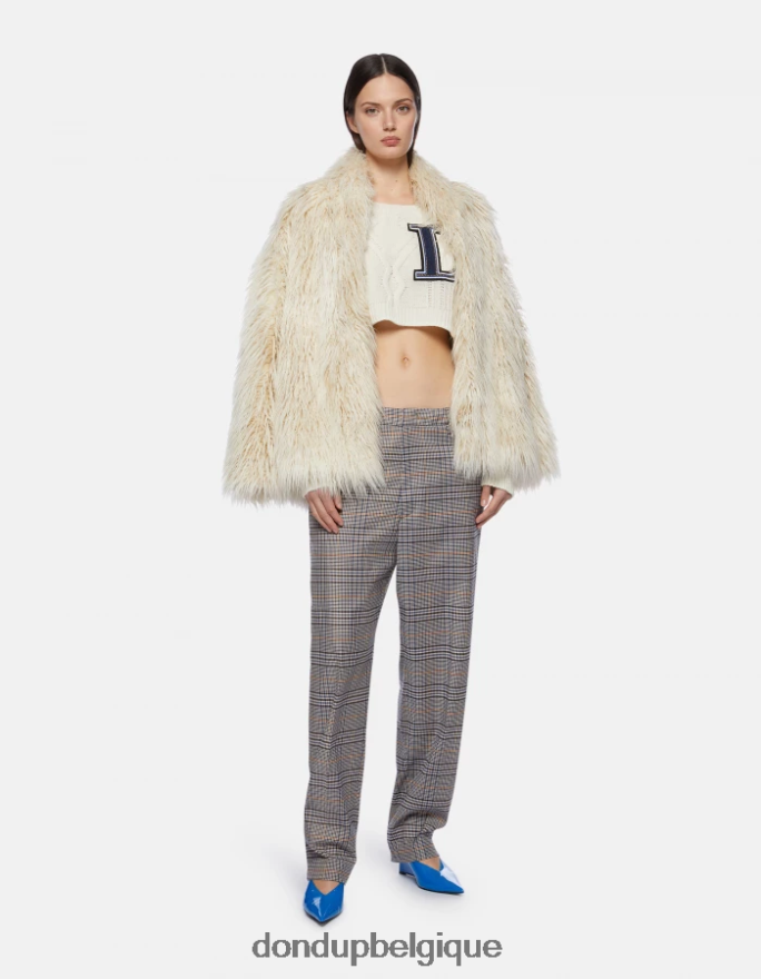 femmes vêtements DONDUP bleu pantalon ample à carreaux prince de galles micaela 8826D0210