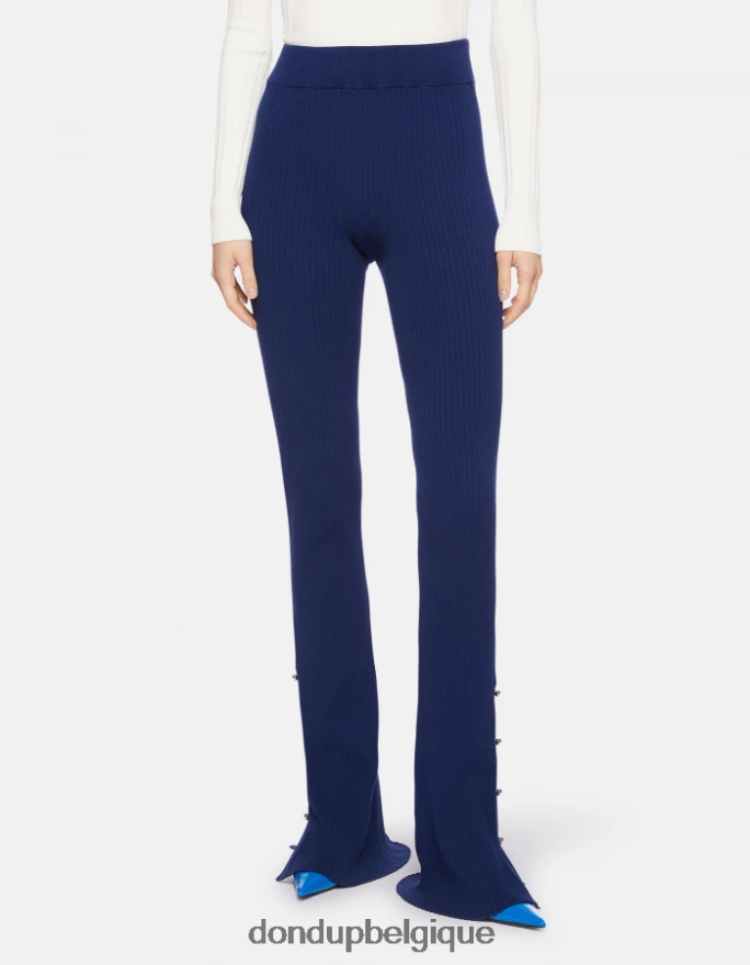 femmes vêtements DONDUP bleu pantalon bootcut en viscose 8826D0219