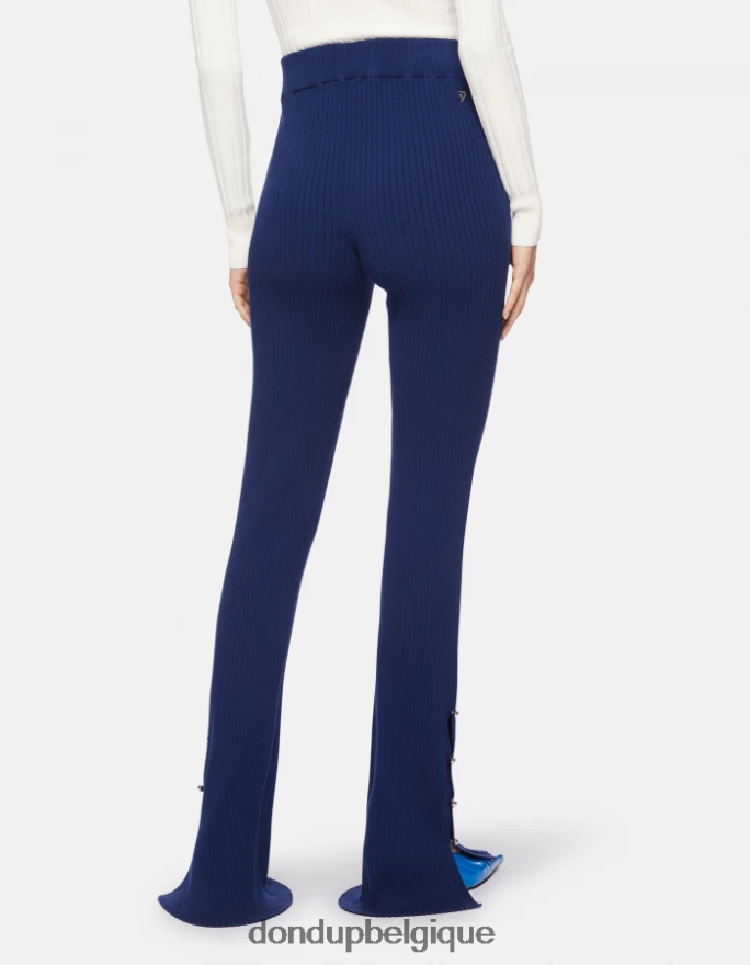 femmes vêtements DONDUP bleu pantalon bootcut en viscose 8826D0219