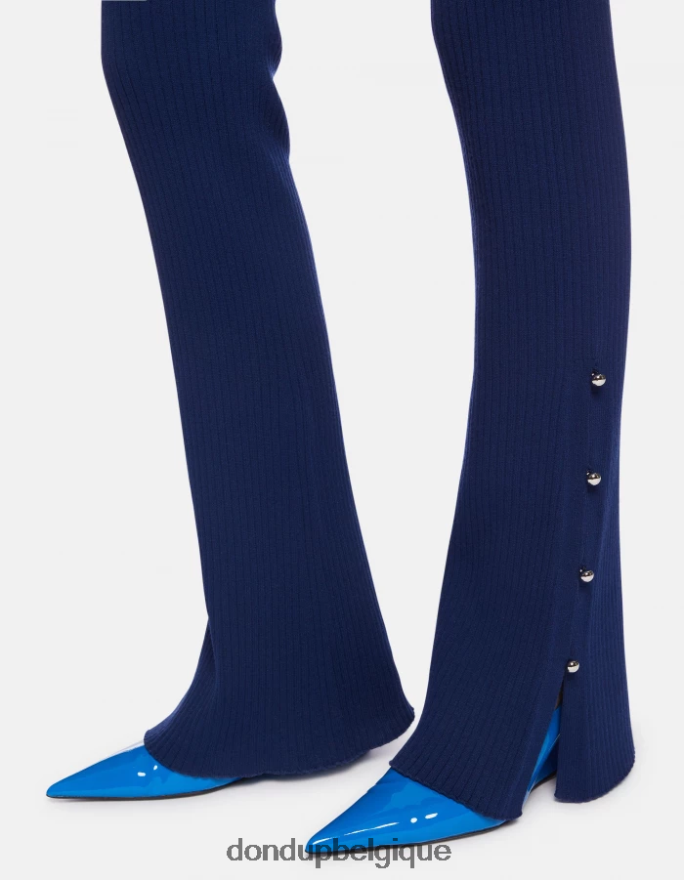 femmes vêtements DONDUP bleu pantalon bootcut en viscose 8826D0219