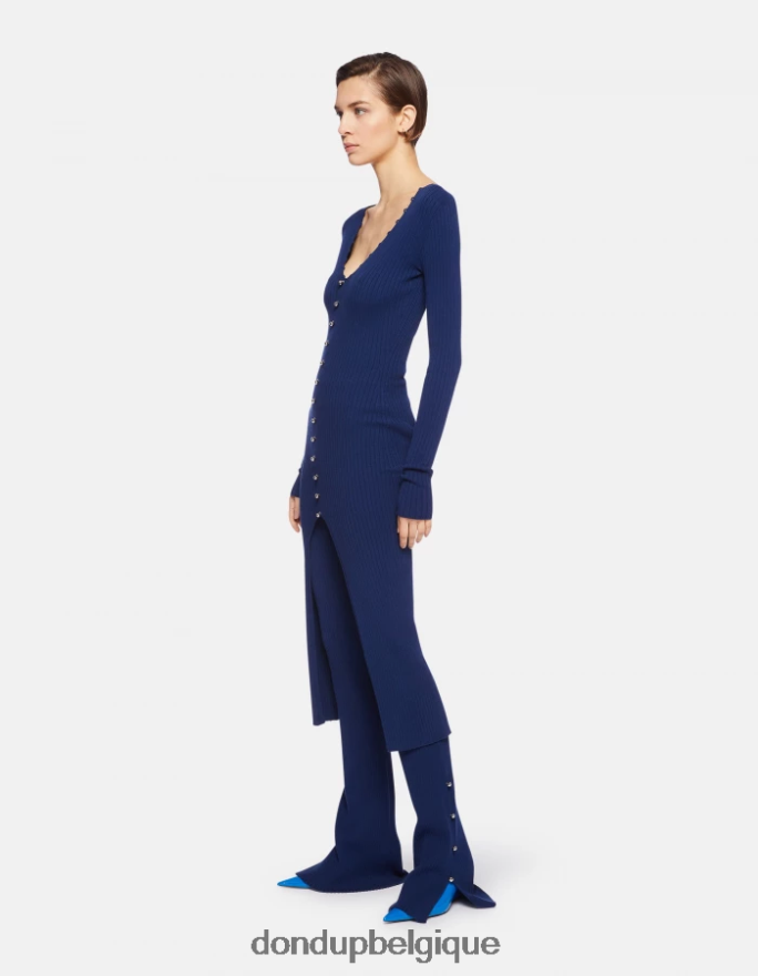 femmes vêtements DONDUP bleu pantalon bootcut en viscose 8826D0219