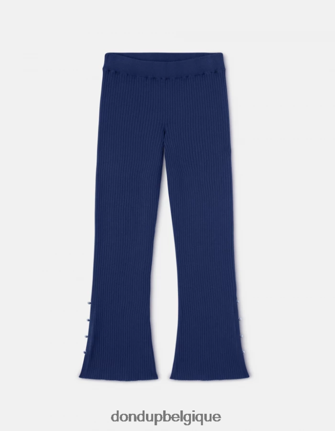 femmes vêtements DONDUP bleu pantalon bootcut en viscose 8826D0219