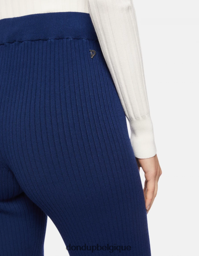 femmes vêtements DONDUP bleu pantalon bootcut en viscose 8826D0219