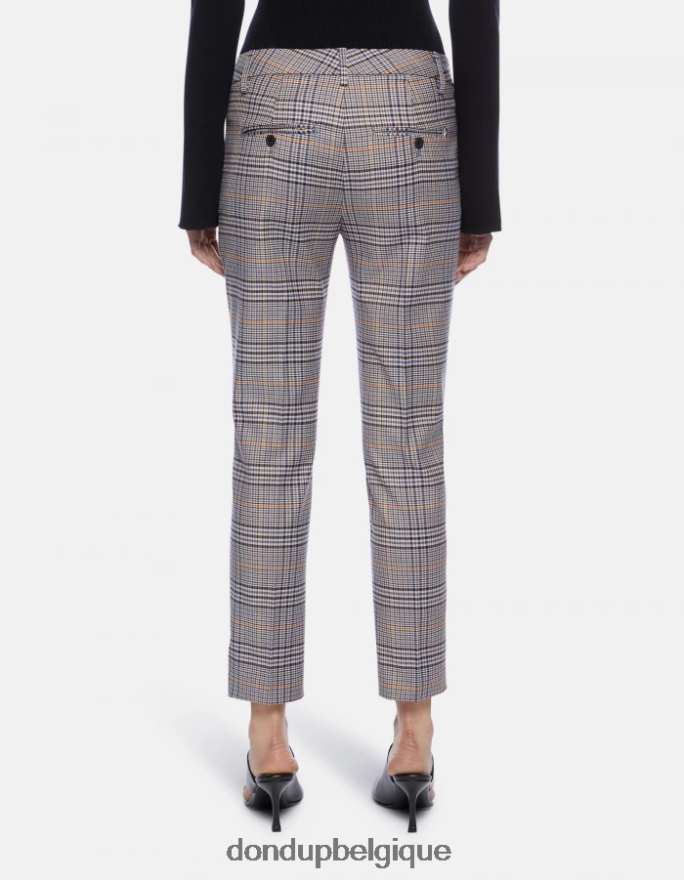 femmes vêtements DONDUP bleu pantalon slim fit parfait en tissu à carreaux prince de galles 8826D0226