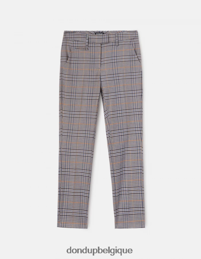 femmes vêtements DONDUP bleu pantalon slim fit parfait en tissu à carreaux prince de galles 8826D0226
