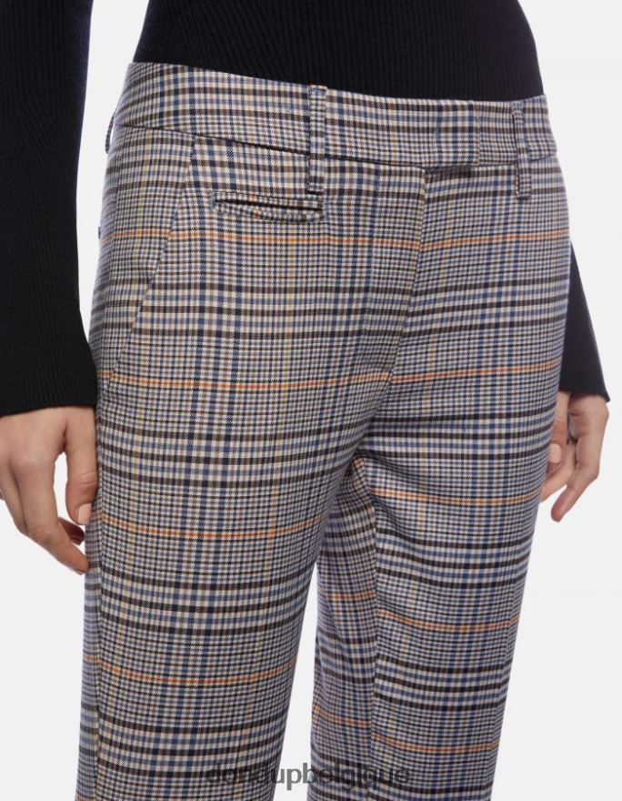femmes vêtements DONDUP bleu pantalon slim fit parfait en tissu à carreaux prince de galles 8826D0226