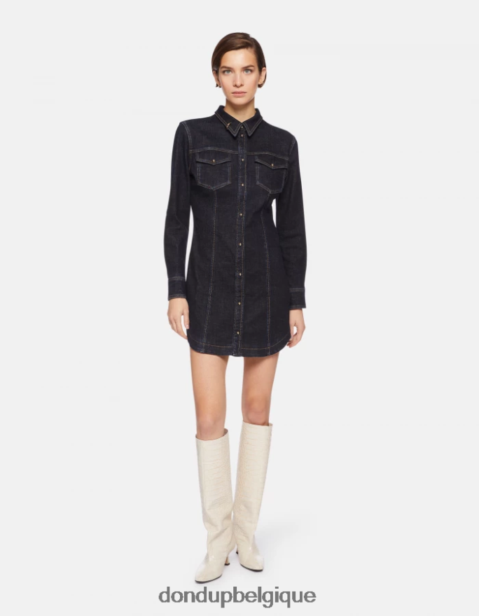 femmes vêtements DONDUP bleu robe courte en jean 8826D0270