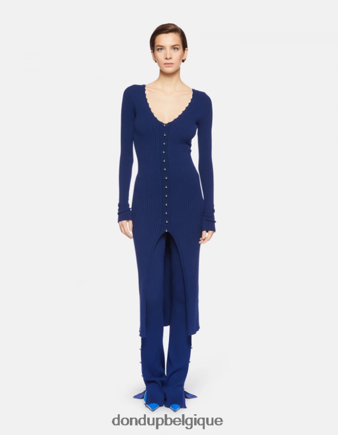 femmes vêtements DONDUP bleu robe longue en viscose 8826D0287
