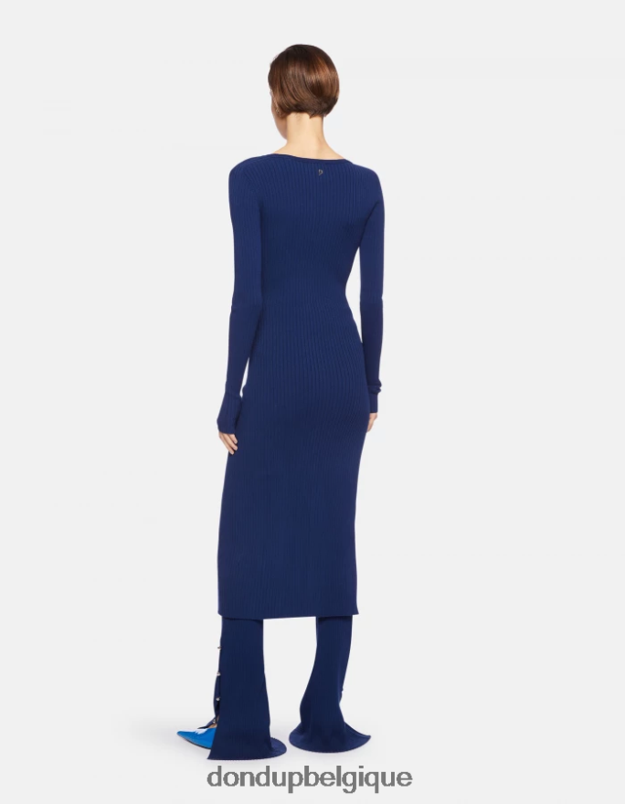 femmes vêtements DONDUP bleu robe longue en viscose 8826D0287