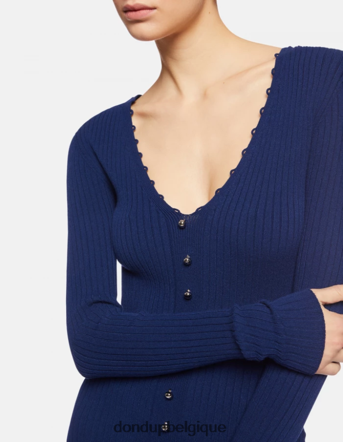 femmes vêtements DONDUP bleu robe longue en viscose 8826D0287