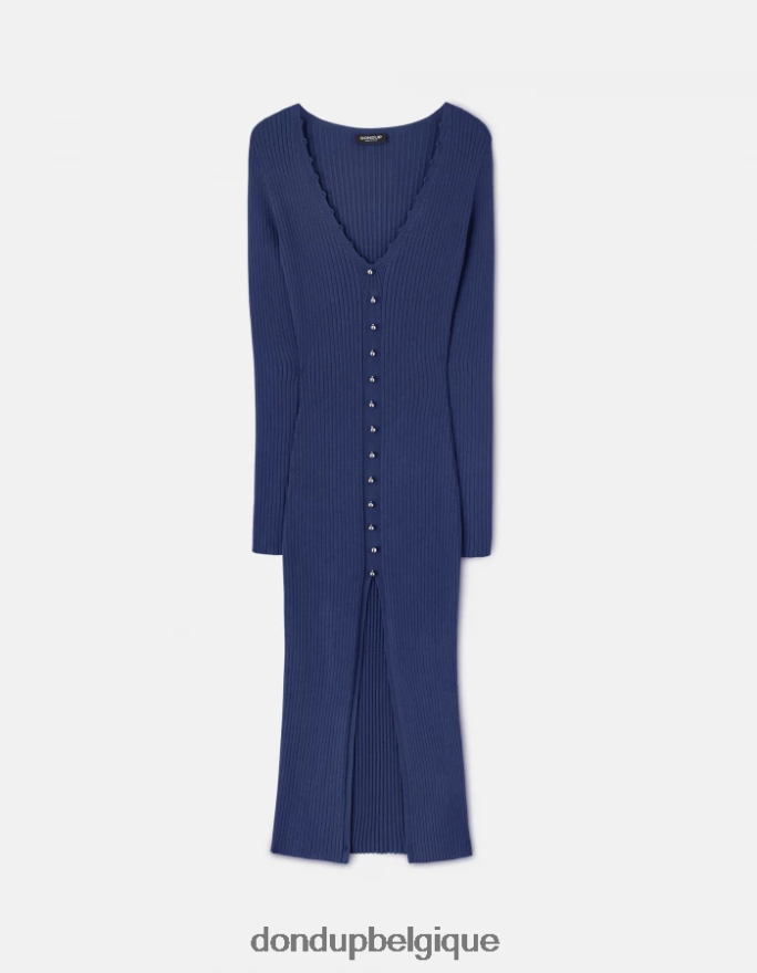 femmes vêtements DONDUP bleu robe longue en viscose 8826D0287