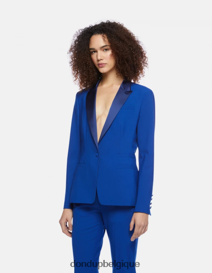femmes vêtements DONDUP bleu royal blazer en laine à simple boutonnage 8826D0383