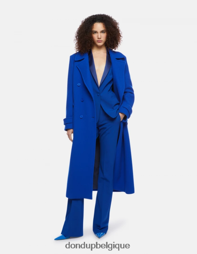 femmes vêtements DONDUP bleu royal blazer en laine à simple boutonnage 8826D0383