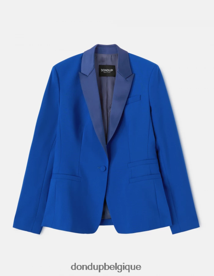 femmes vêtements DONDUP bleu royal blazer en laine à simple boutonnage 8826D0383