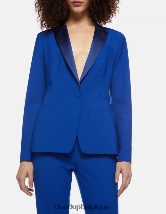 femmes vêtements DONDUP bleu royal blazer en laine à simple boutonnage 8826D0383