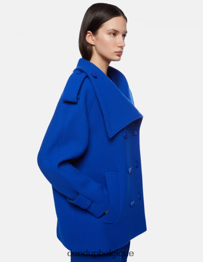 femmes vêtements DONDUP bleu royal caban en tissu à double boutonnage 8826D0355