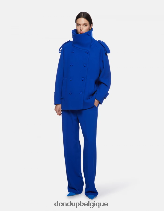 femmes vêtements DONDUP bleu royal caban en tissu à double boutonnage 8826D0355