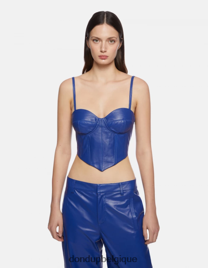 femmes vêtements DONDUP bleu royal haut slim en cuir nappa 8826D0264