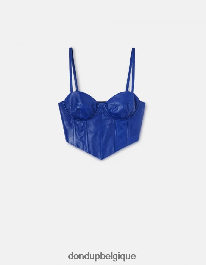 femmes vêtements DONDUP bleu royal haut slim en cuir nappa 8826D0264