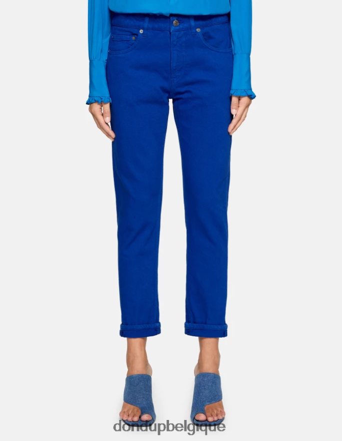 femmes vêtements DONDUP bleu royal jean mila coupe carotte en denim bull stretch 8826D050