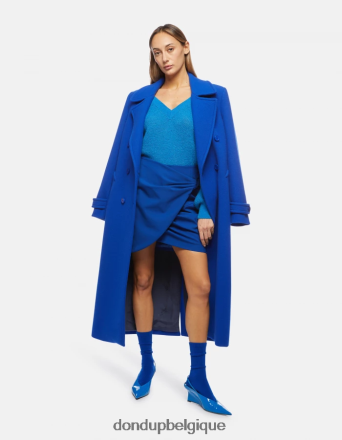 femmes vêtements DONDUP bleu royal jupe courte en laine 8826D0403