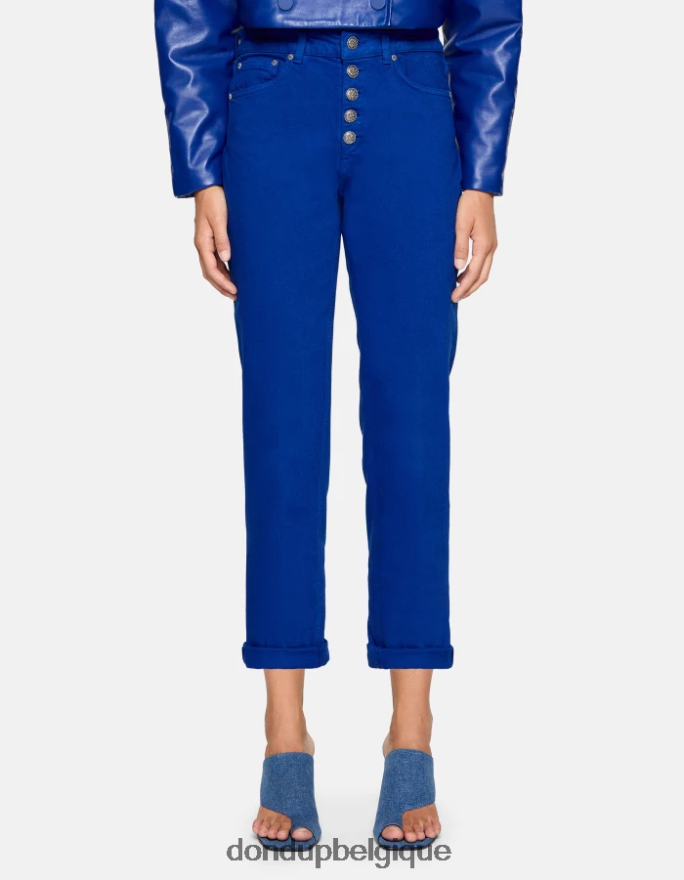 femmes vêtements DONDUP bleu royal koons - jean ample en denim bull stretch 8826D034