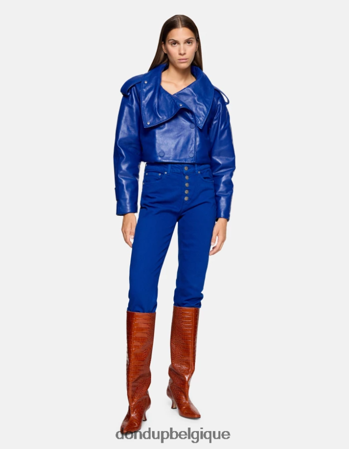 femmes vêtements DONDUP bleu royal koons - jean ample en denim bull stretch 8826D034