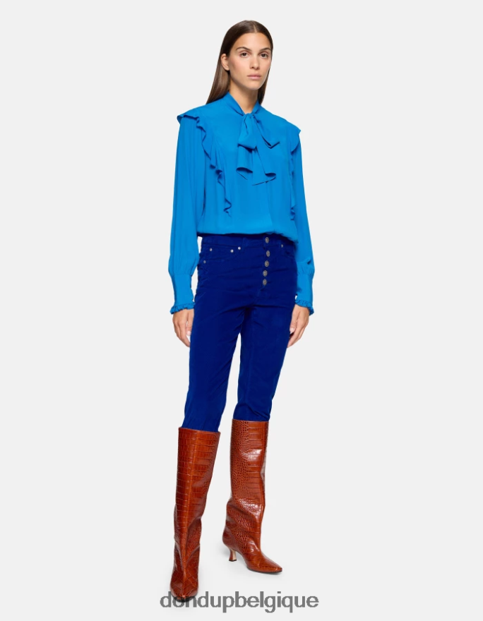 femmes vêtements DONDUP bleu royal koons pantalon ample en velours 8826D074