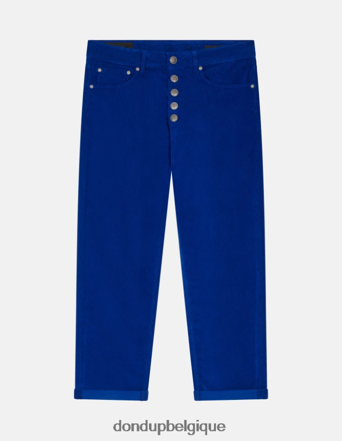 femmes vêtements DONDUP bleu royal koons pantalon ample en velours 8826D074