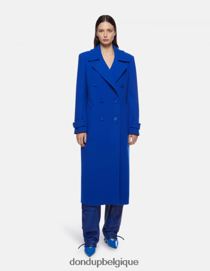 femmes vêtements DONDUP bleu royal manteau en tissu à double boutonnage 8826D0354
