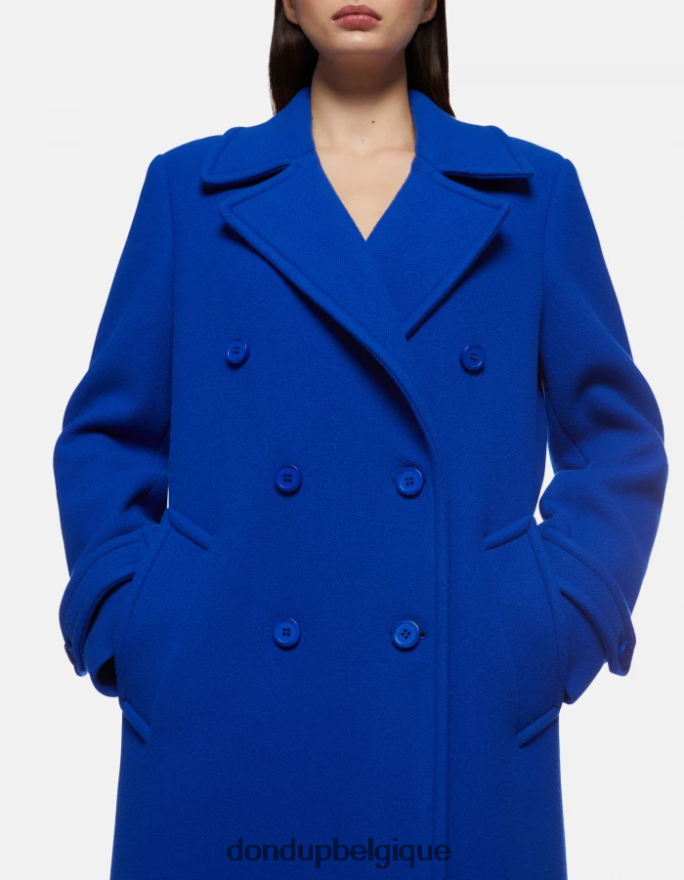 femmes vêtements DONDUP bleu royal manteau en tissu à double boutonnage 8826D0354