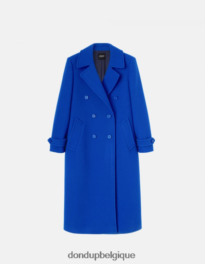 femmes vêtements DONDUP bleu royal manteau en tissu à double boutonnage 8826D0354