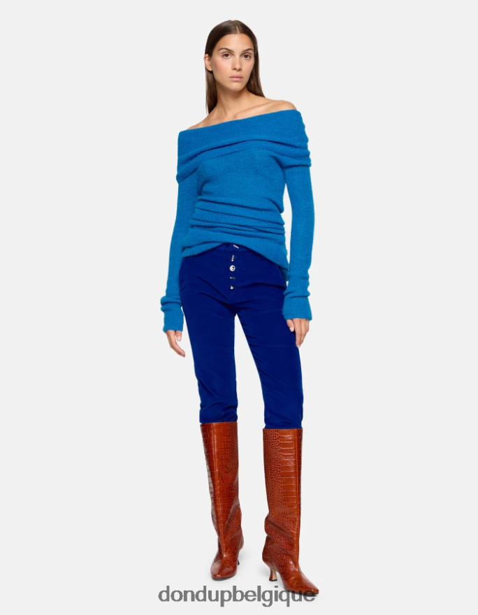femmes vêtements DONDUP bleu royal pantalon ample en velours nima 8826D0138