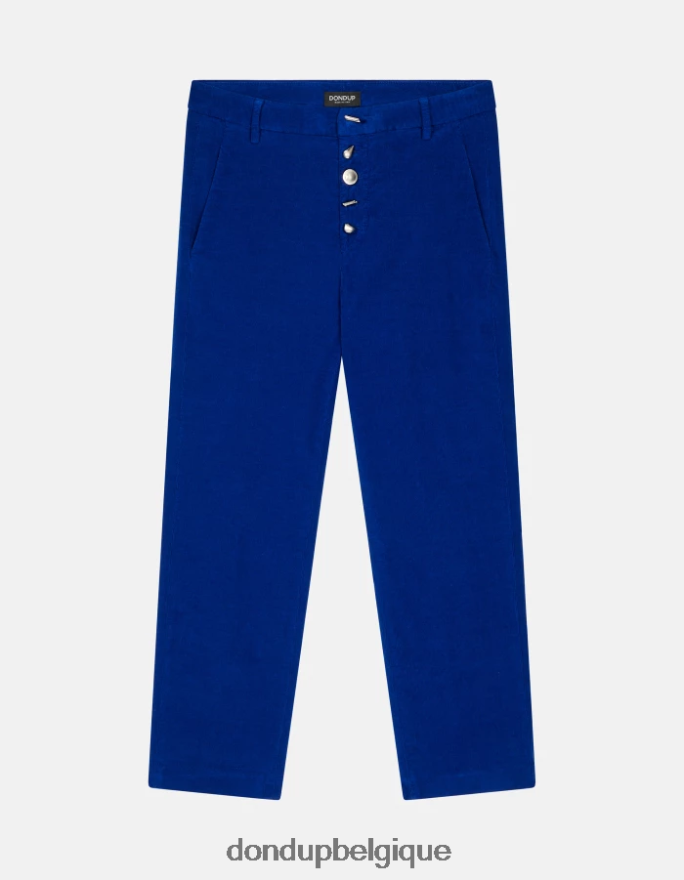femmes vêtements DONDUP bleu royal pantalon ample en velours nima 8826D0138