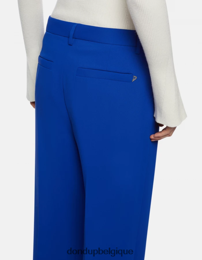 femmes vêtements DONDUP bleu royal pantalon large en gabardine joan 8826D0147