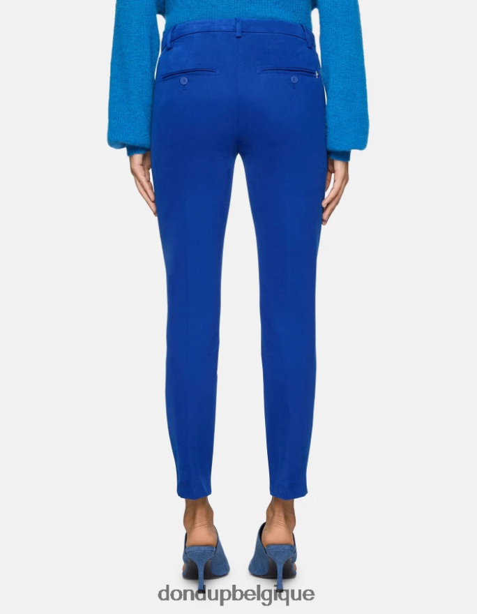 femmes vêtements DONDUP bleu royal pantalon slim en coton parfait 8826D0180