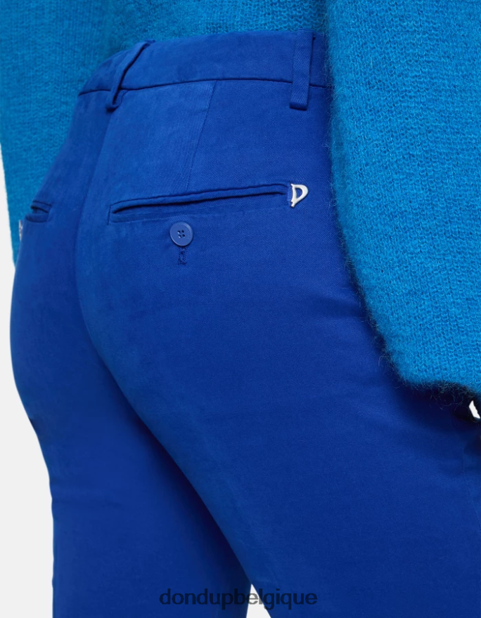 femmes vêtements DONDUP bleu royal pantalon slim en coton parfait 8826D0180