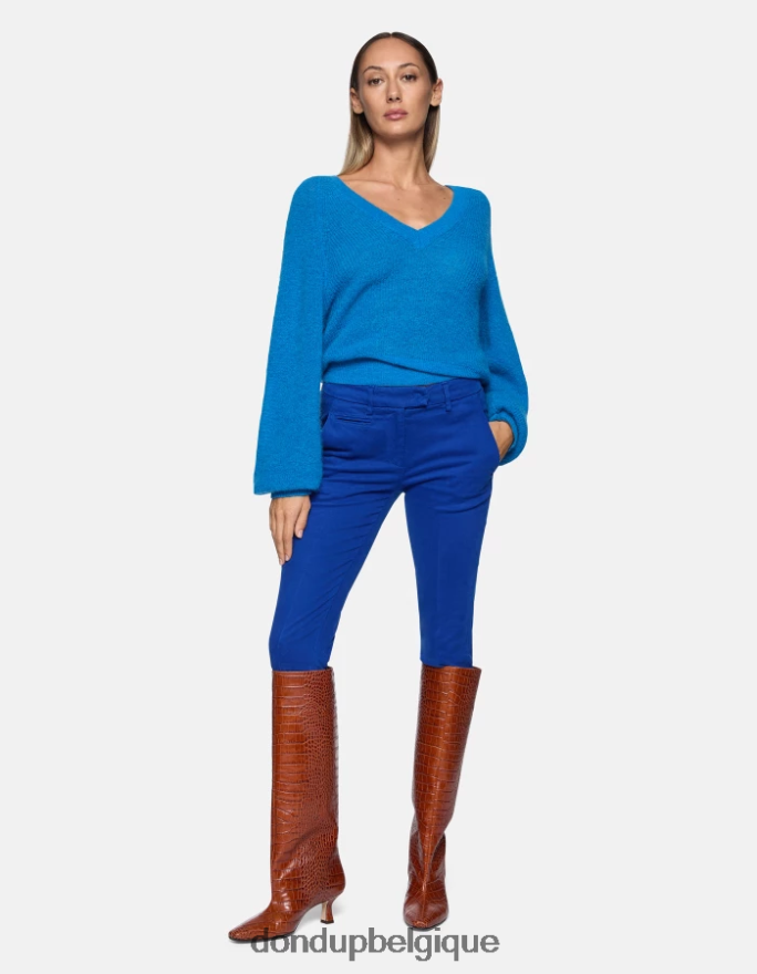 femmes vêtements DONDUP bleu royal pantalon slim en coton parfait 8826D0180
