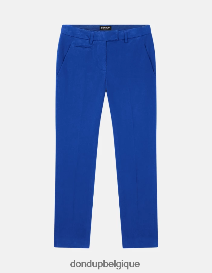 femmes vêtements DONDUP bleu royal pantalon slim en coton parfait 8826D0180