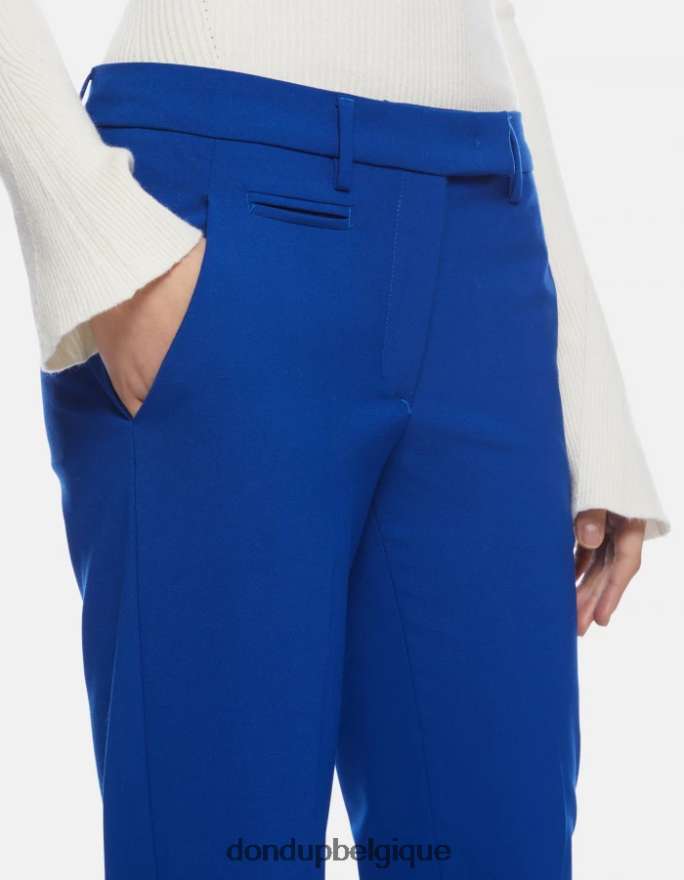 femmes vêtements DONDUP bleu royal pantalon slim fit parfait en laine 8826D0184